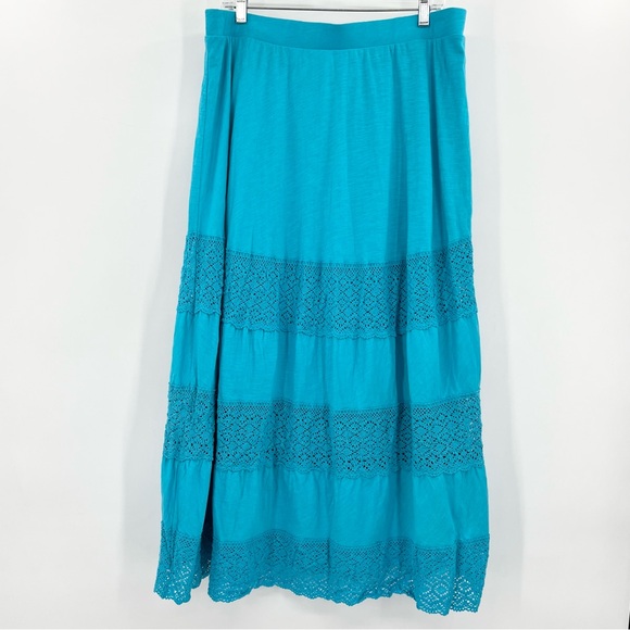 Lane Bryant Blue Knit Lace Maxi Skirt 14/16 - Picture 5 of 9